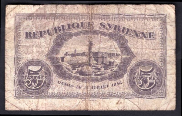 Syria. 5 Piastres 1942.