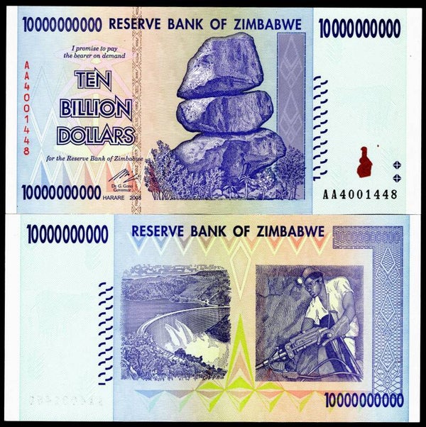 Zimbabwe, 10 Billion Dollars, 2008, series AA. UNC.