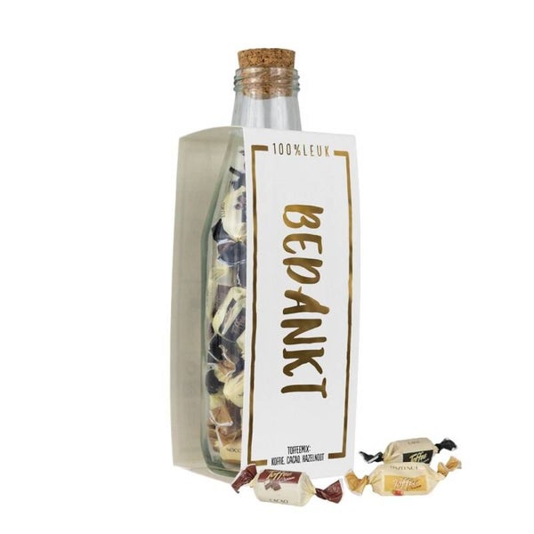 100% LEUK - Momenten fles toffee - Bedankt