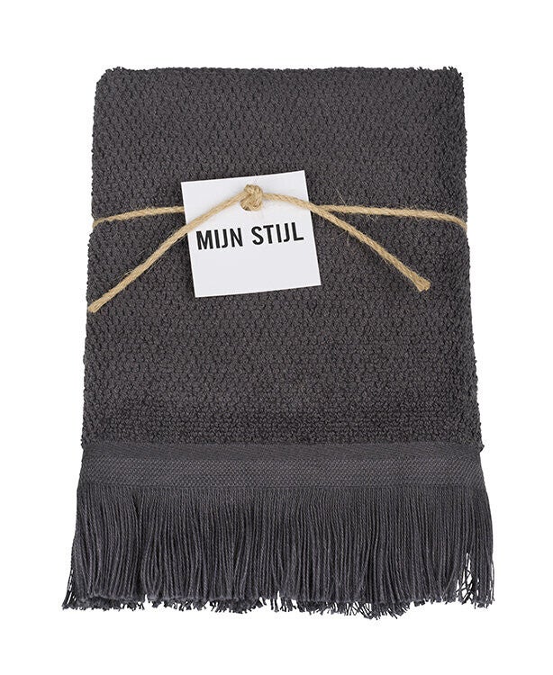 MIJN STIJL - Handdoek Franjes Donkergrijs