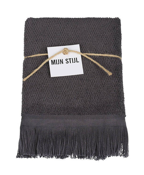 MIJN STIJL - Handdoek Franjes Donkergrijs