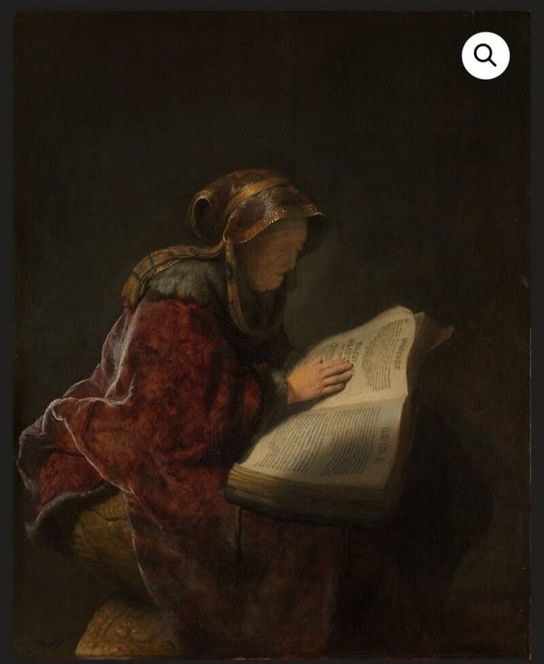 Canvas Oude lezende vrouw