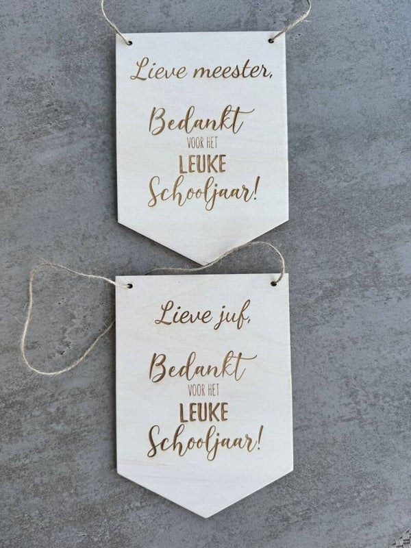 Houten wandhanger – Bedankt juf/meester