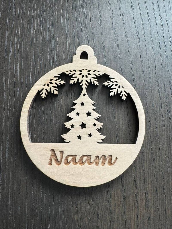 Houten kerstbal - boom