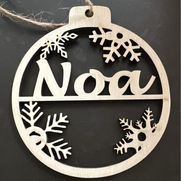 Houten kerstbal - naam