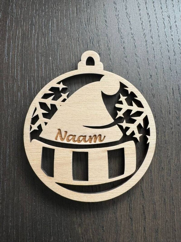Houten kerstbal - muts