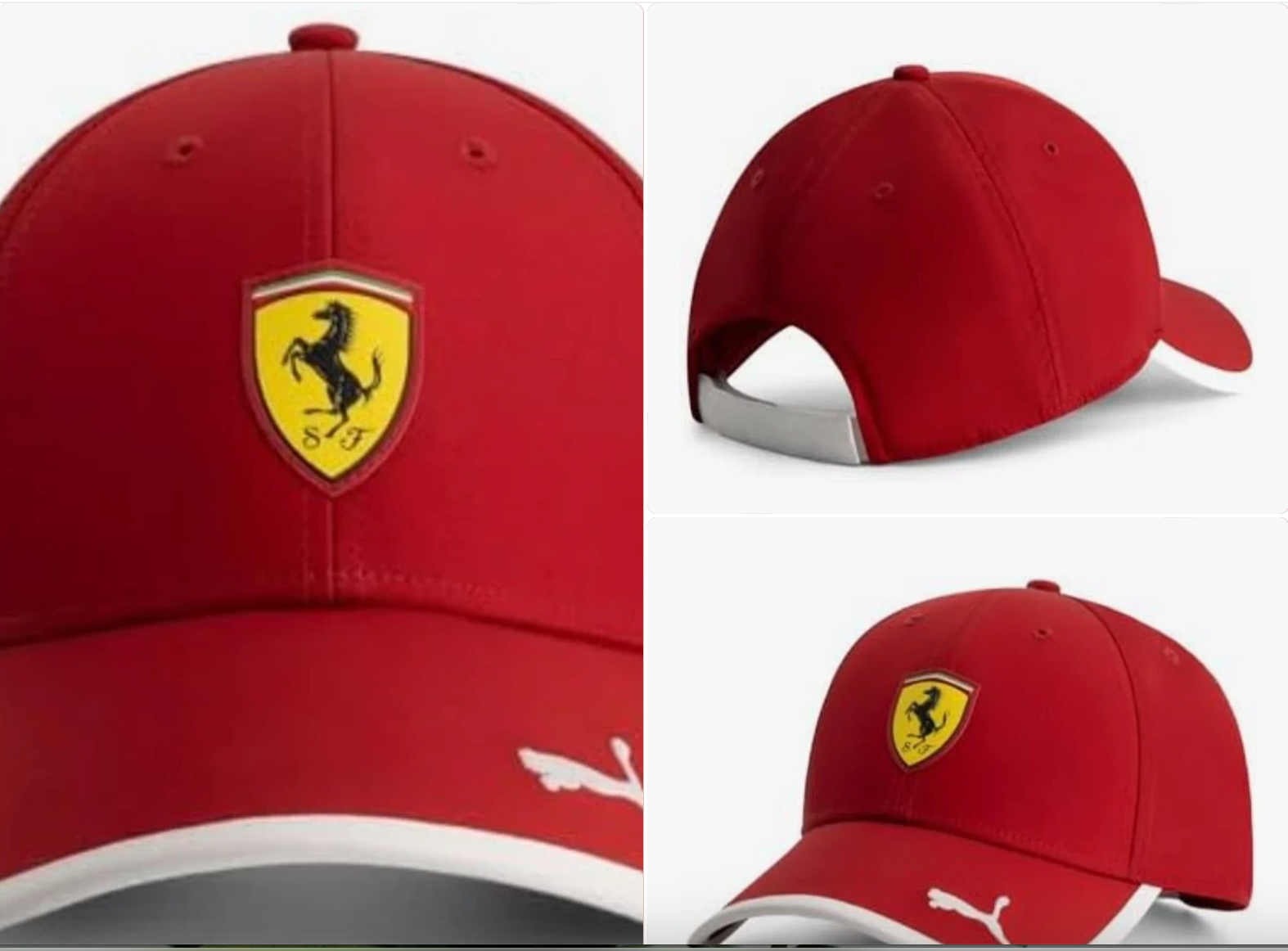 Ferrari Baseball Cap – Cherry Red Velcro Adjustable Hat | Official Style Cap