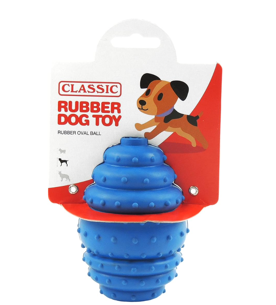 CLASSIC Oval Ball Rubber Dog Toy - 140mm - Blue
