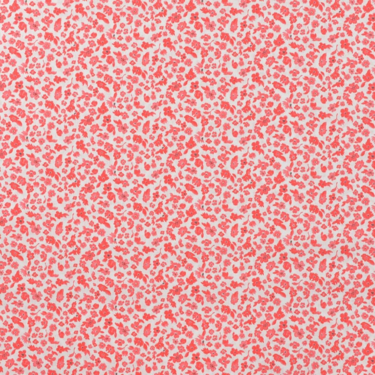 Popeline de coton fleurs roses