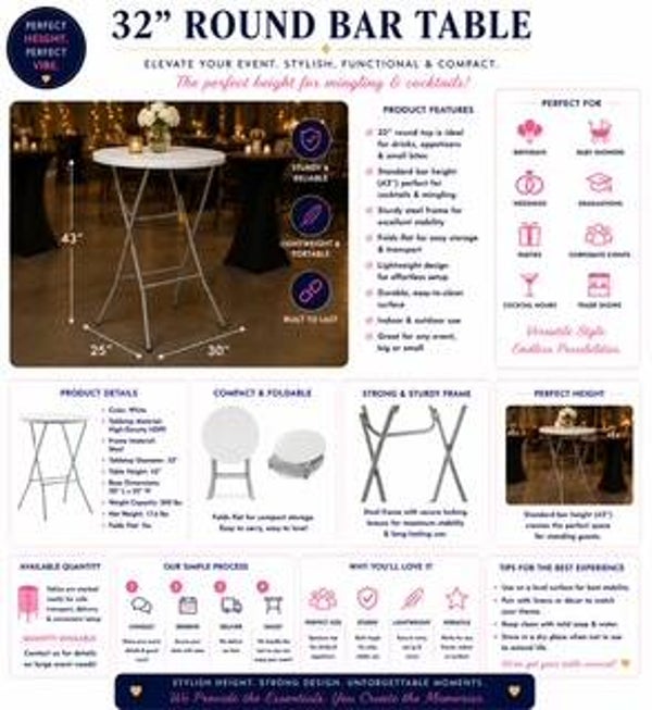 32" High top table