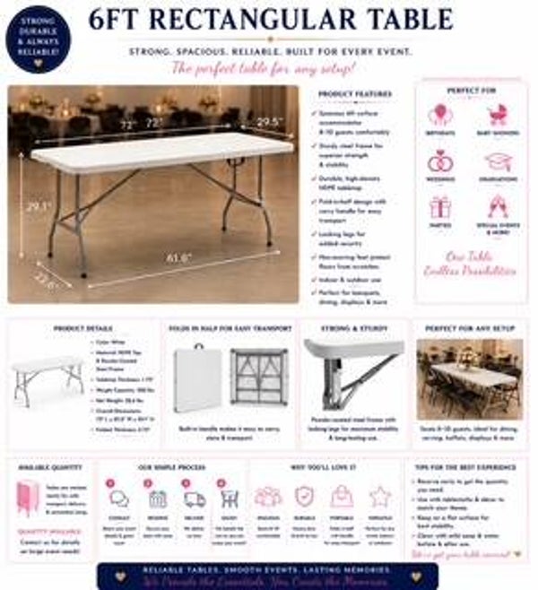 6ft Rectangle Folding Table