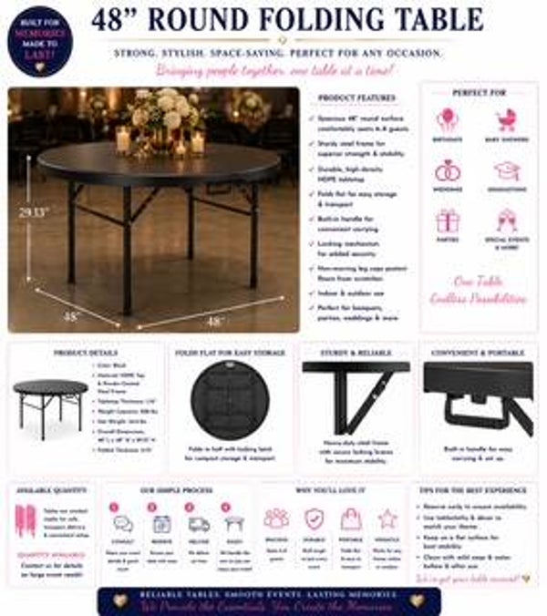 48" Folding Round Table