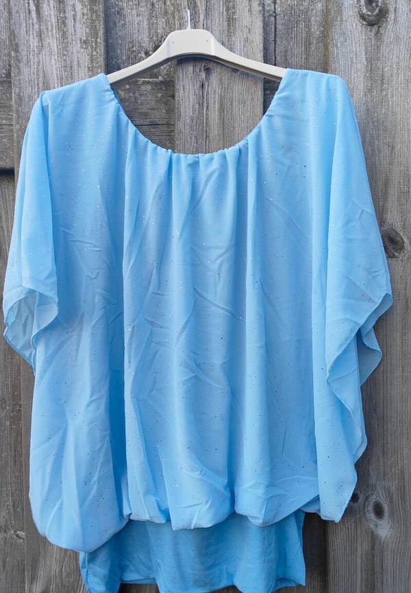 Ballon top met sparkel Blauw one size 40/46