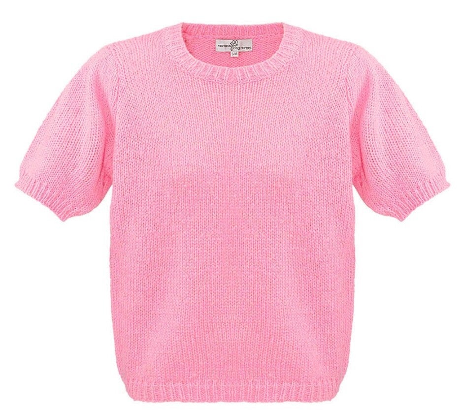 Basic shirt met pofmouwen roze
