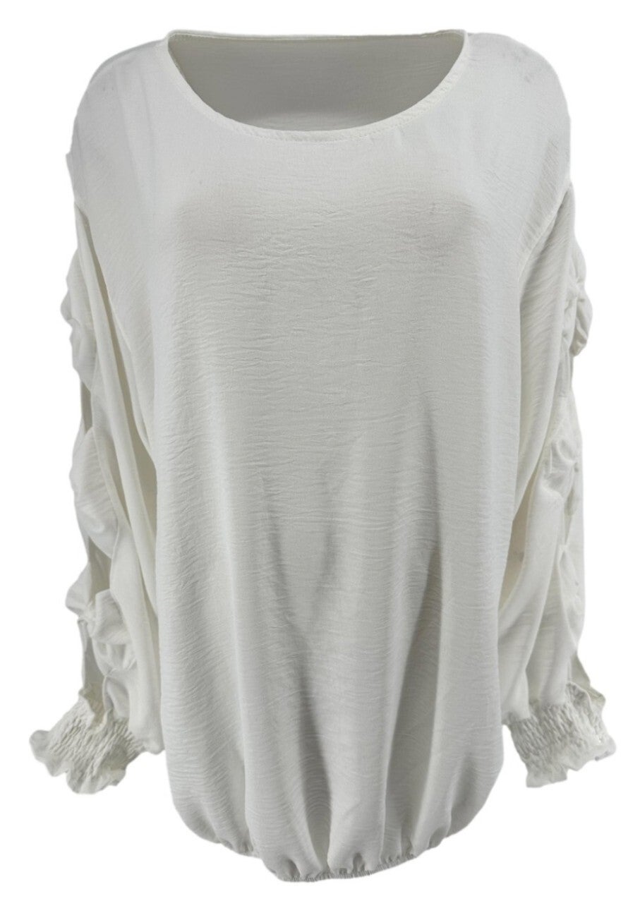Blouse met strik op de mouw off white one size 42/46