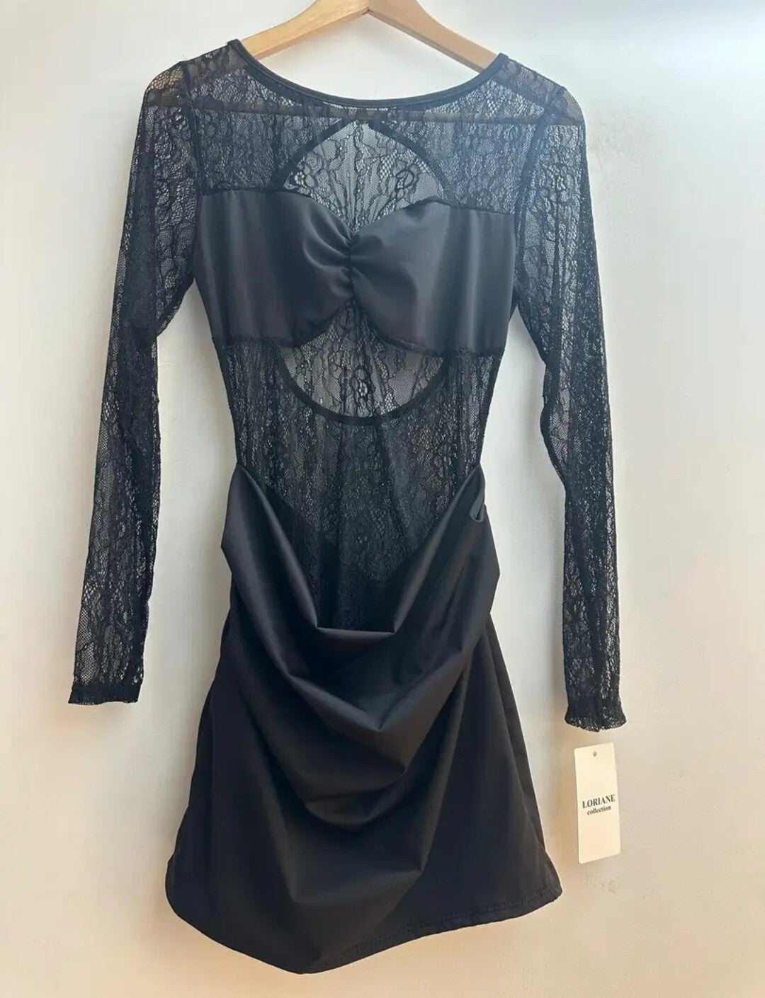 Dress met kanten bovenstuk Zwart, One Size 36 tot 42