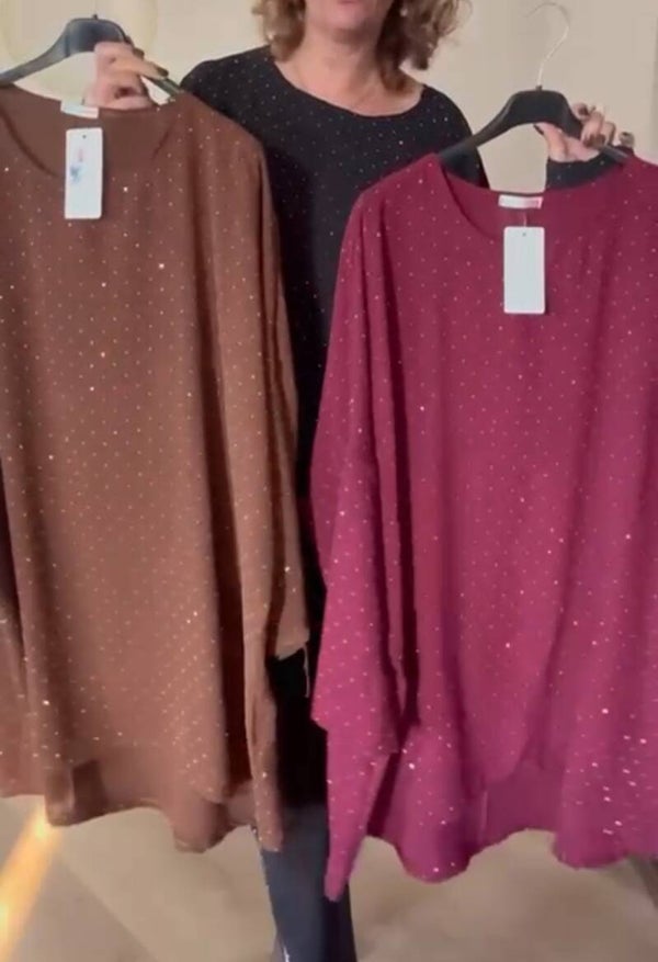 Glitter Tuniek Bordeaux One Size 38/52