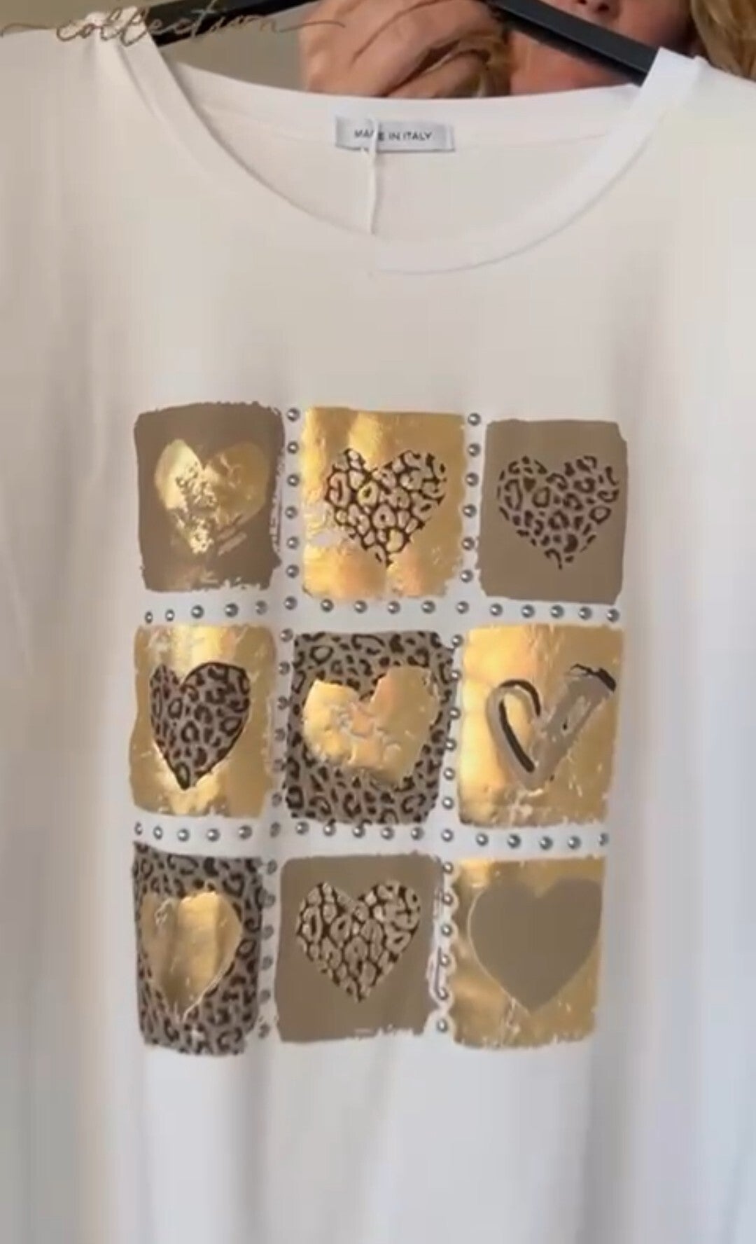 Top met hartjes print Wit, One Size 38/46