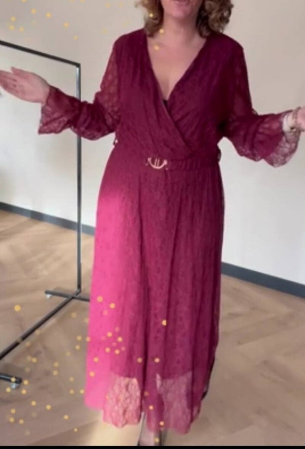 Jurk met kant Bordeaux One Size 40/48