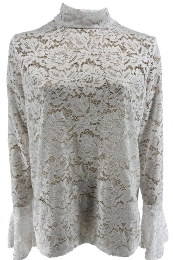 Kanten top met uiteenlopende mouw wit one size 40/46