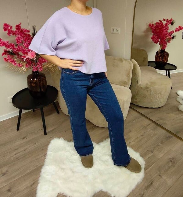 Lycra trui met korte mouw lila one size 36/44