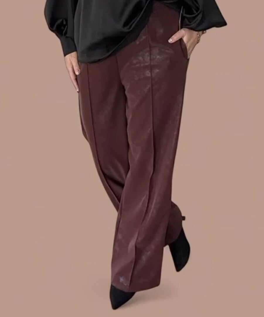 PU  Leren broek Bordeaux One Size 40-44/46