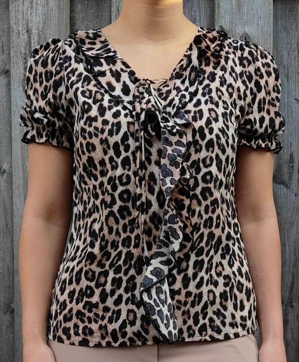 Panter top met pofmouw maat M,L,XL,XXL