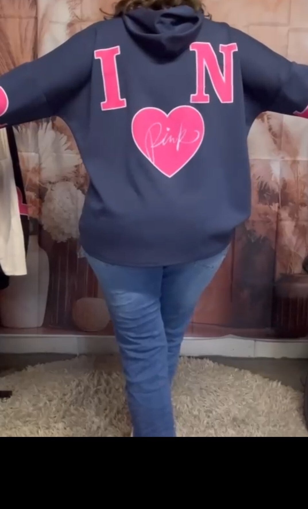 Pink hoodie blauw one size 40/48