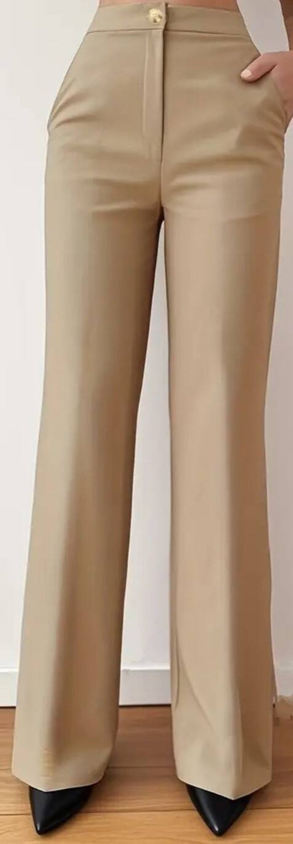 Pantalon met hoge taille Beige