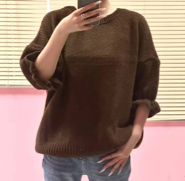 Roma top met volant mouwen Choco One size 36/44