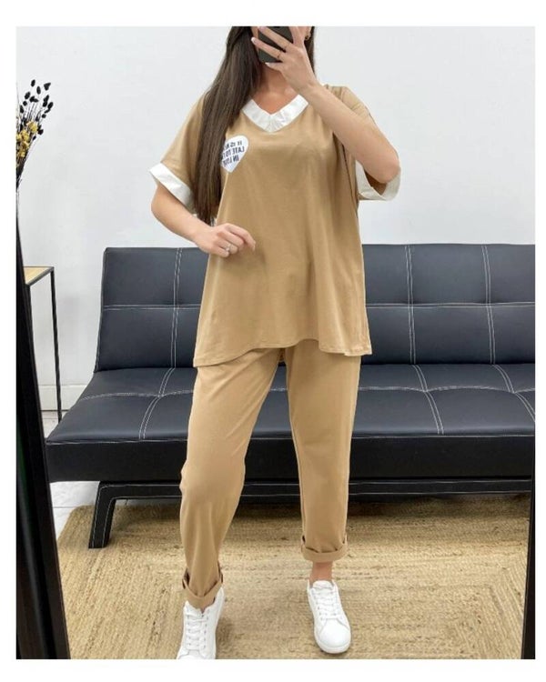 Zomer comfy set Camel, One size t/m 42