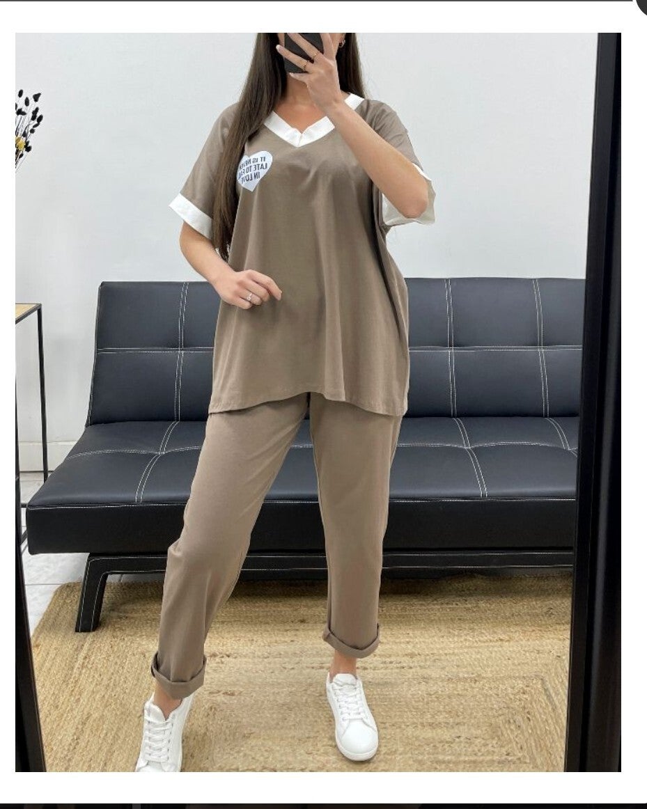 Zomer comfy set Bruin, One Size t/m maat 42