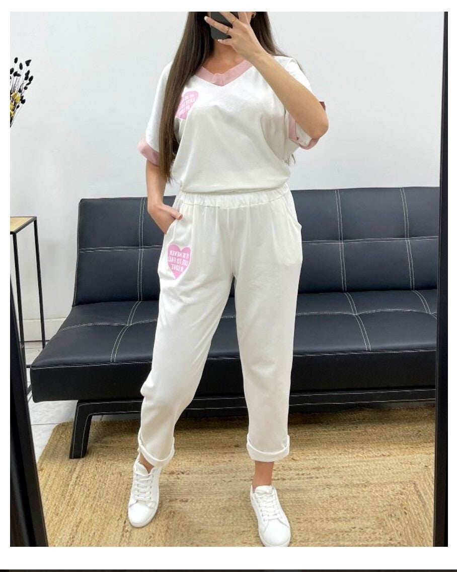 Zomer comfy set Off White, One Size t/m maat 42