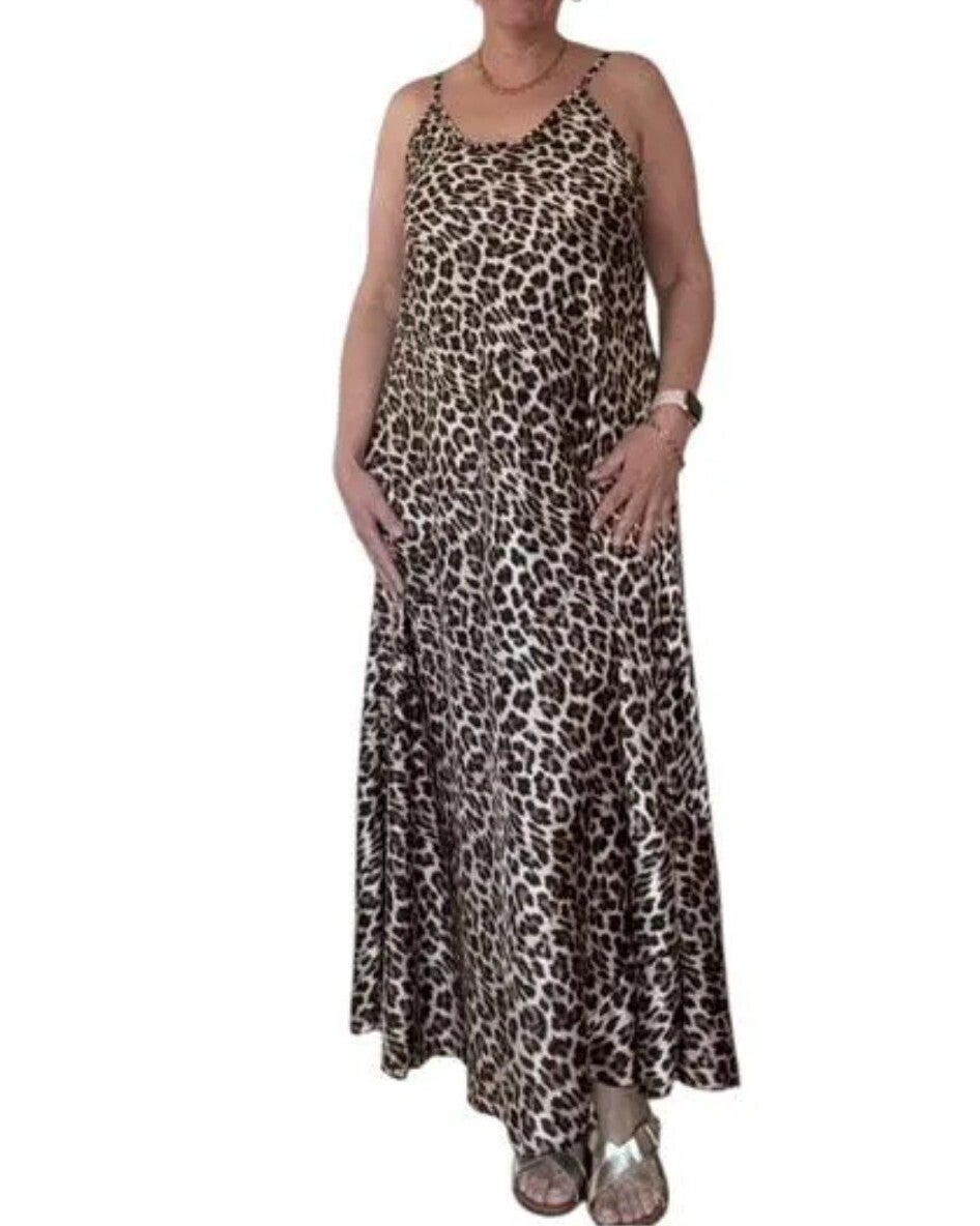 Spaghettijurk met panterprint One Size 38-44