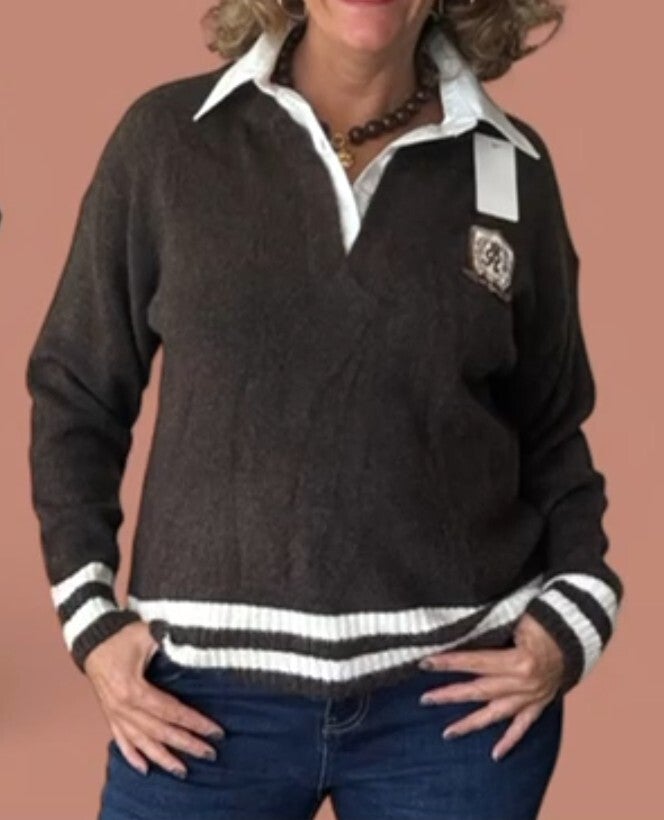 Trui met blousekraag Choco One Size 36/40