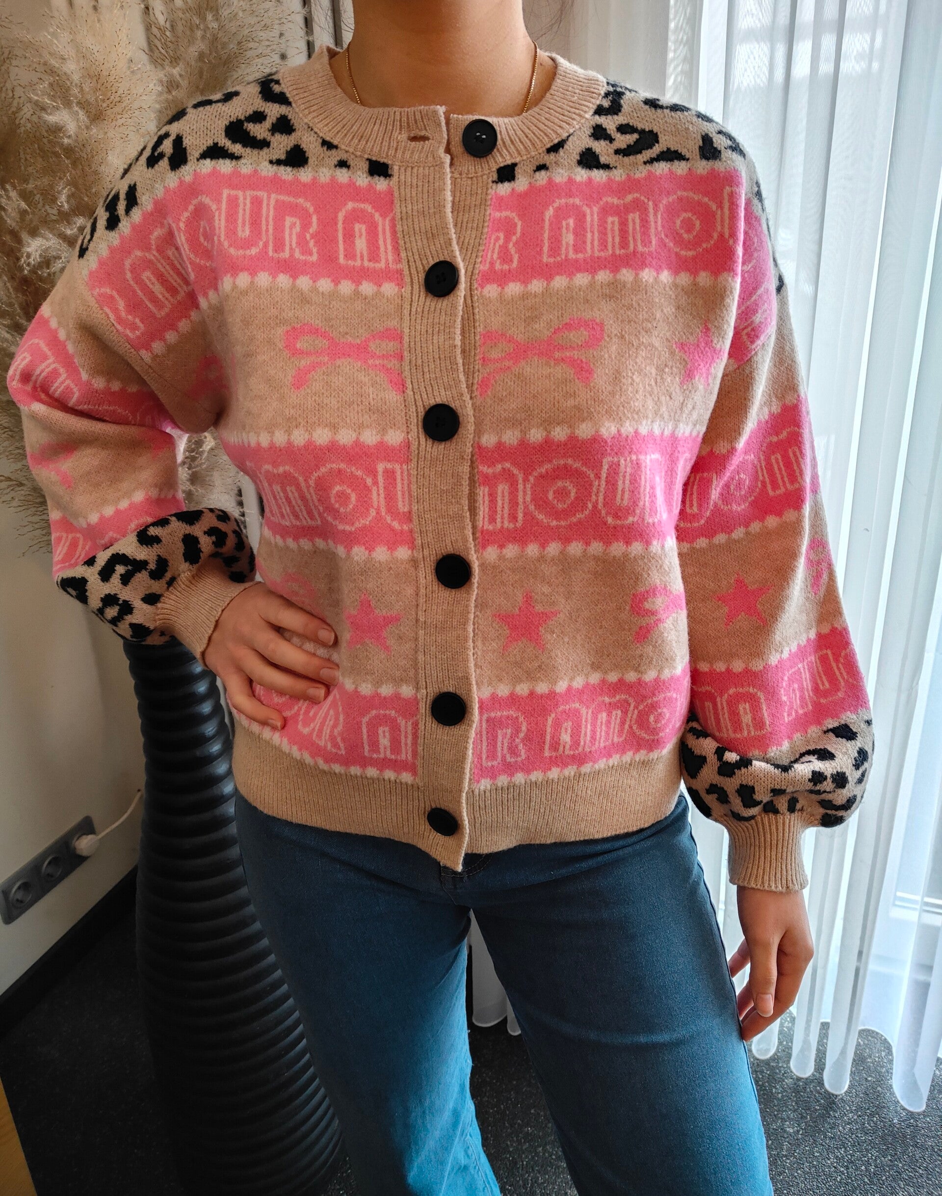 Vest amour baby ,beige roze