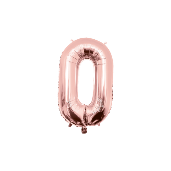 Folie Ballon cijfer 0 Rose Goud 86 cm