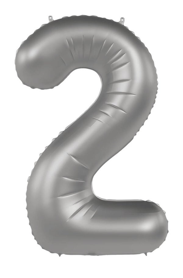 Folie Ballon cijfer 2 Moonlicht Zilver 86 cm