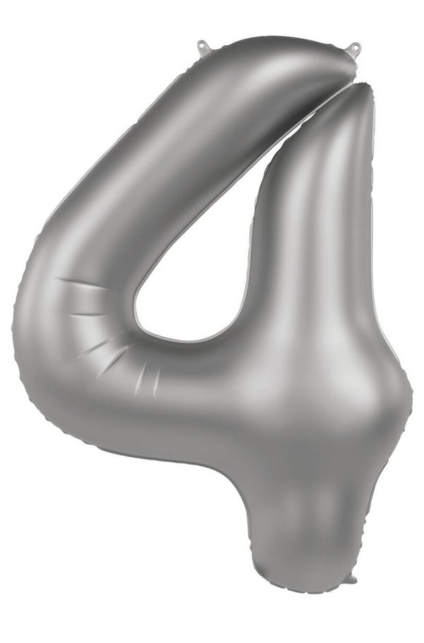Folie Ballon cijfer 4 Moonlicht Zilver 86 cm