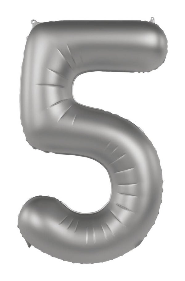 Folie Ballon cijfer 5 Moonlicht Zilver 86 cm