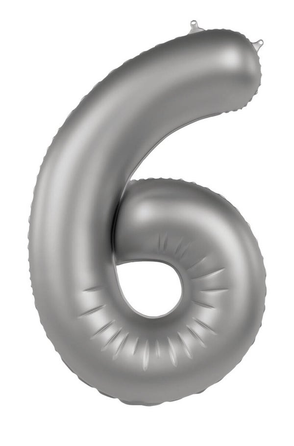 Folie Ballon cijfer 6 Moonlicht Zilver 86 cm