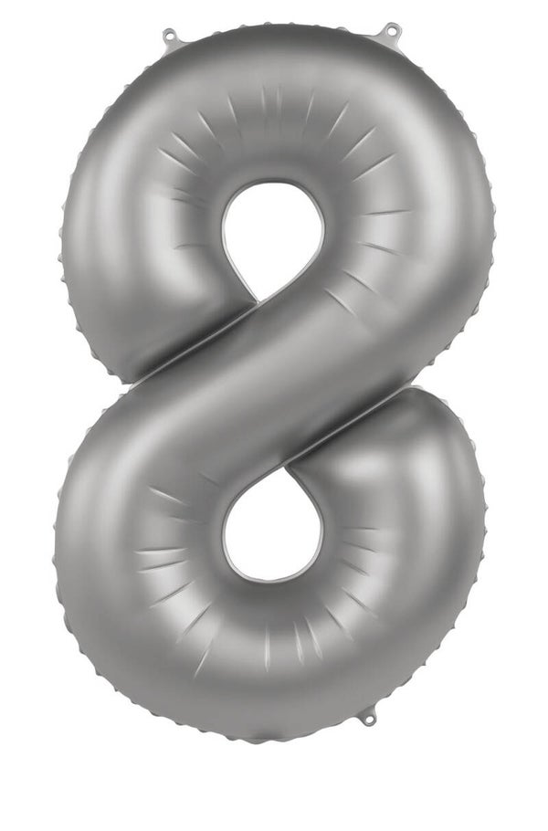 Folie Ballon cijfer 8 Moonlicht Zilver 86 cm