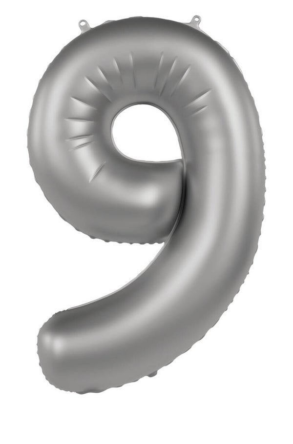 Folie Ballon cijfer 9 Moonlicht Zilver 86 cm