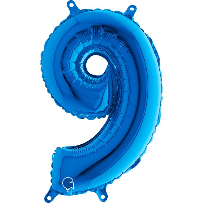 Folie Ballon Cijfer 9 blauw XL