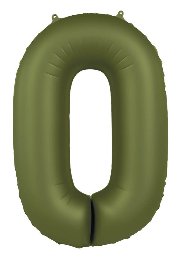 Folie Ballon cijfer 0 Olive Green 86 cm