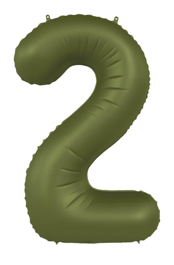 Folie Ballon cijfer 2 Olive Green 86 cm