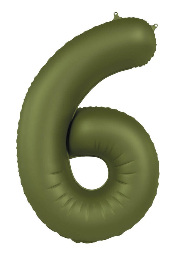 Folie Ballon cijfer 6 Olive Green 86 cm