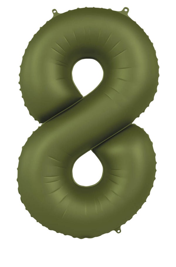 Folie Ballon cijfer 8 Olive Green 86 cm