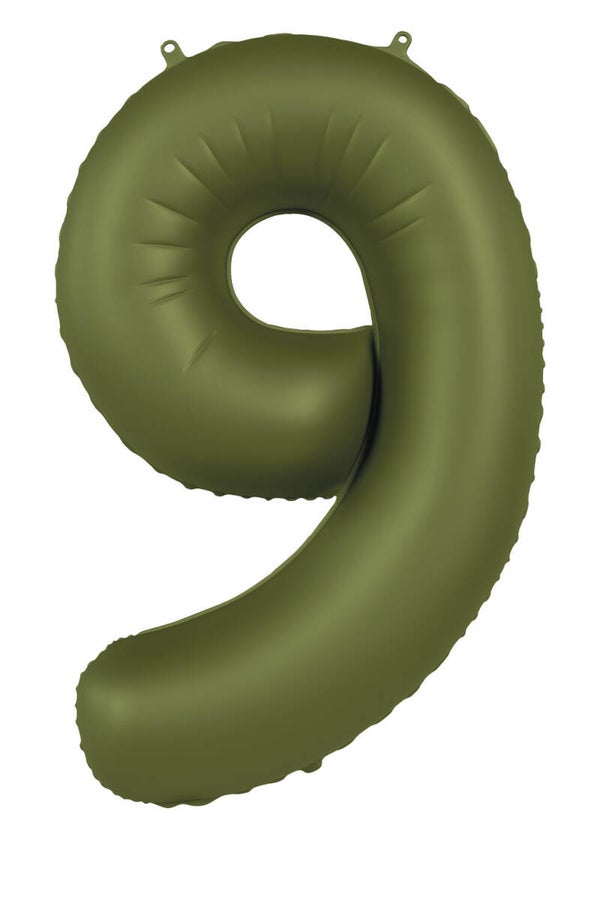 Folie Ballon cijfer 9 Olive Green 86 cm
