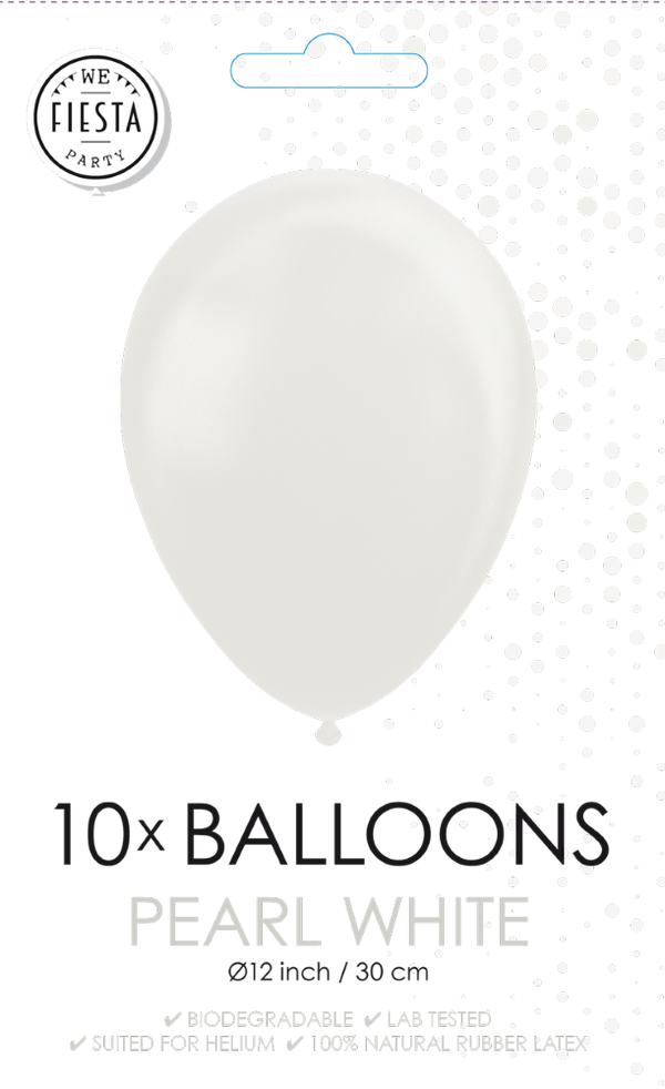 10x Ballonnen parelmoer wit